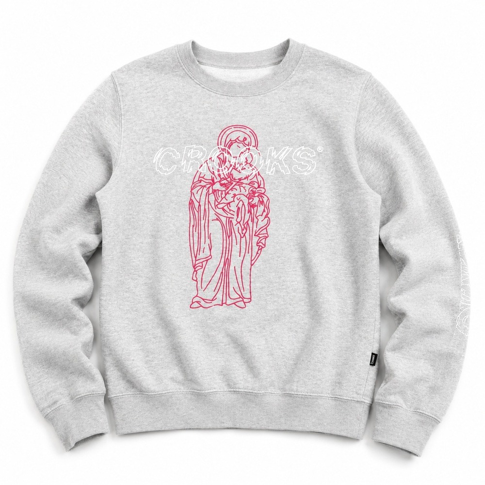 Crooks & Castles Graphic Crewneck Sweatshirt Heather Gray Women's Small S